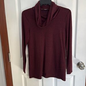 Loft Burgundy thin turtleneck tunic with cowl neck - Small Petite
